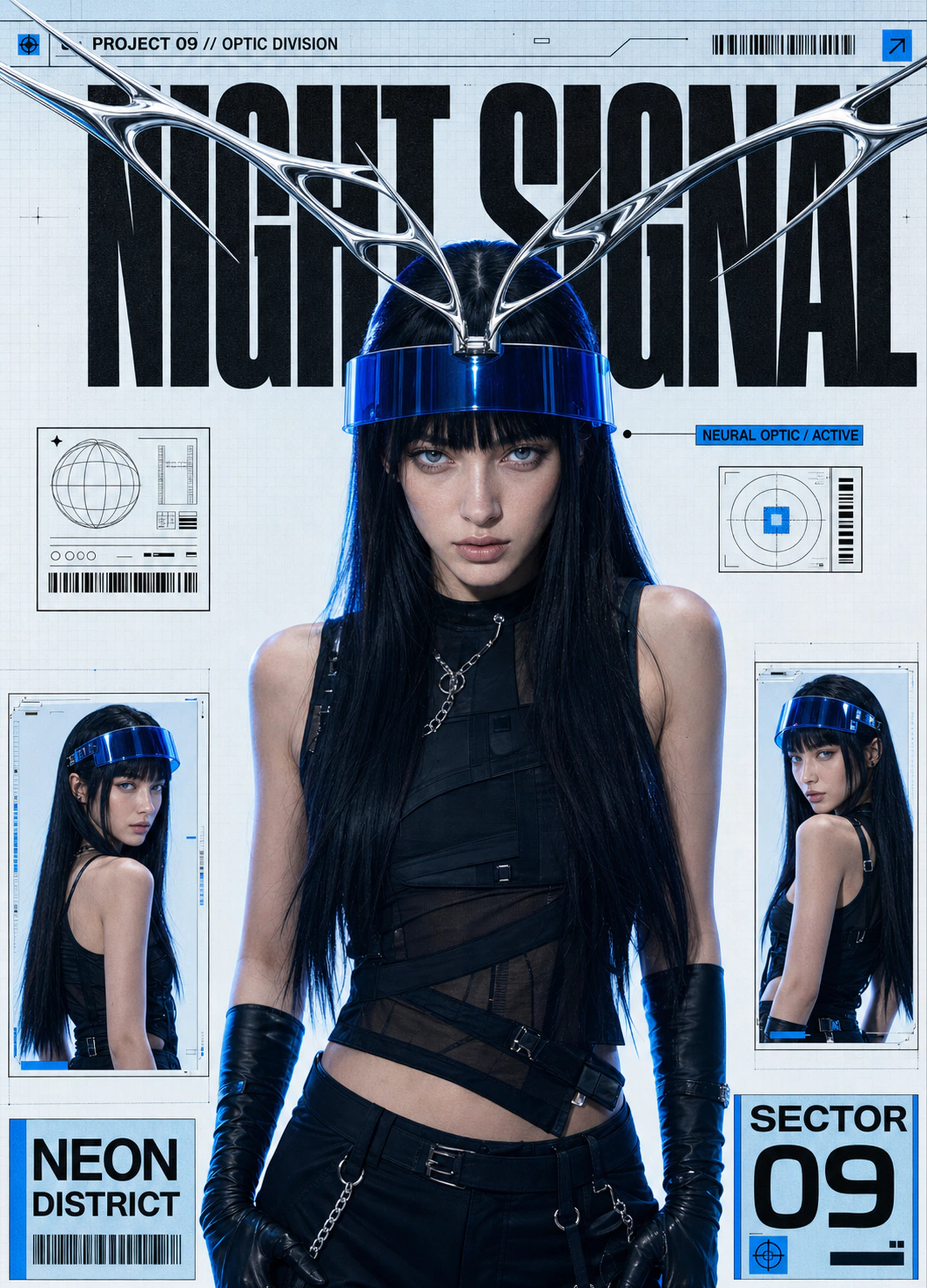 AI-generated futuristic cyber editorial portrait