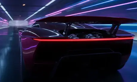 Seedance 2.5 video of a sports car in a neon tunnel