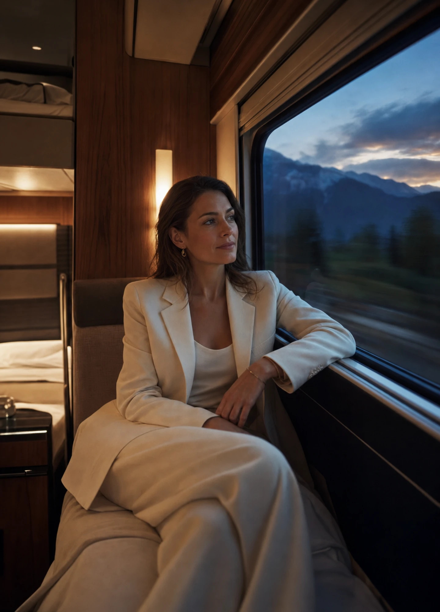 Cinematic sleeper-train editorial created for Midjourney V8.2