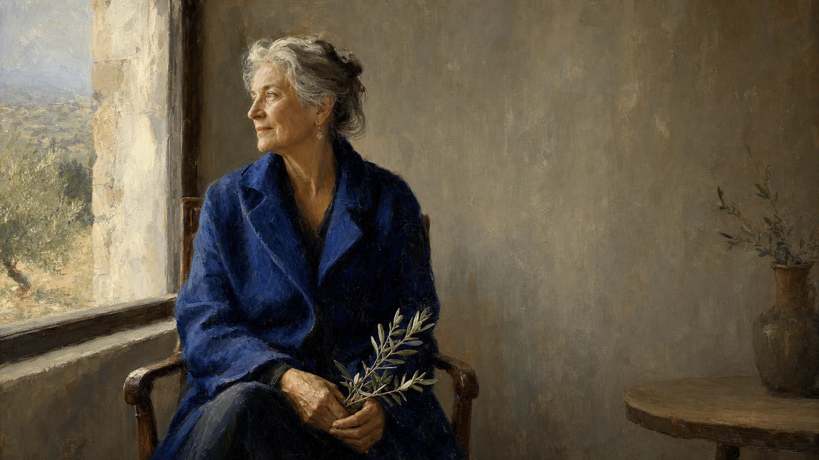 Painterly portrait rendered with expressive oil-brush texture