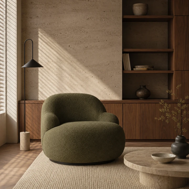 Editorial interior example created to demonstrate Midjourney V8.2 prompt adherence