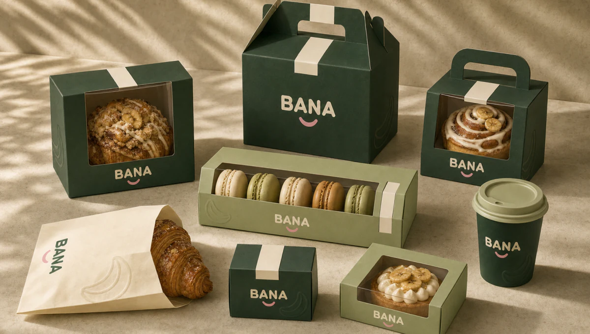 Branded packaging and typography example
