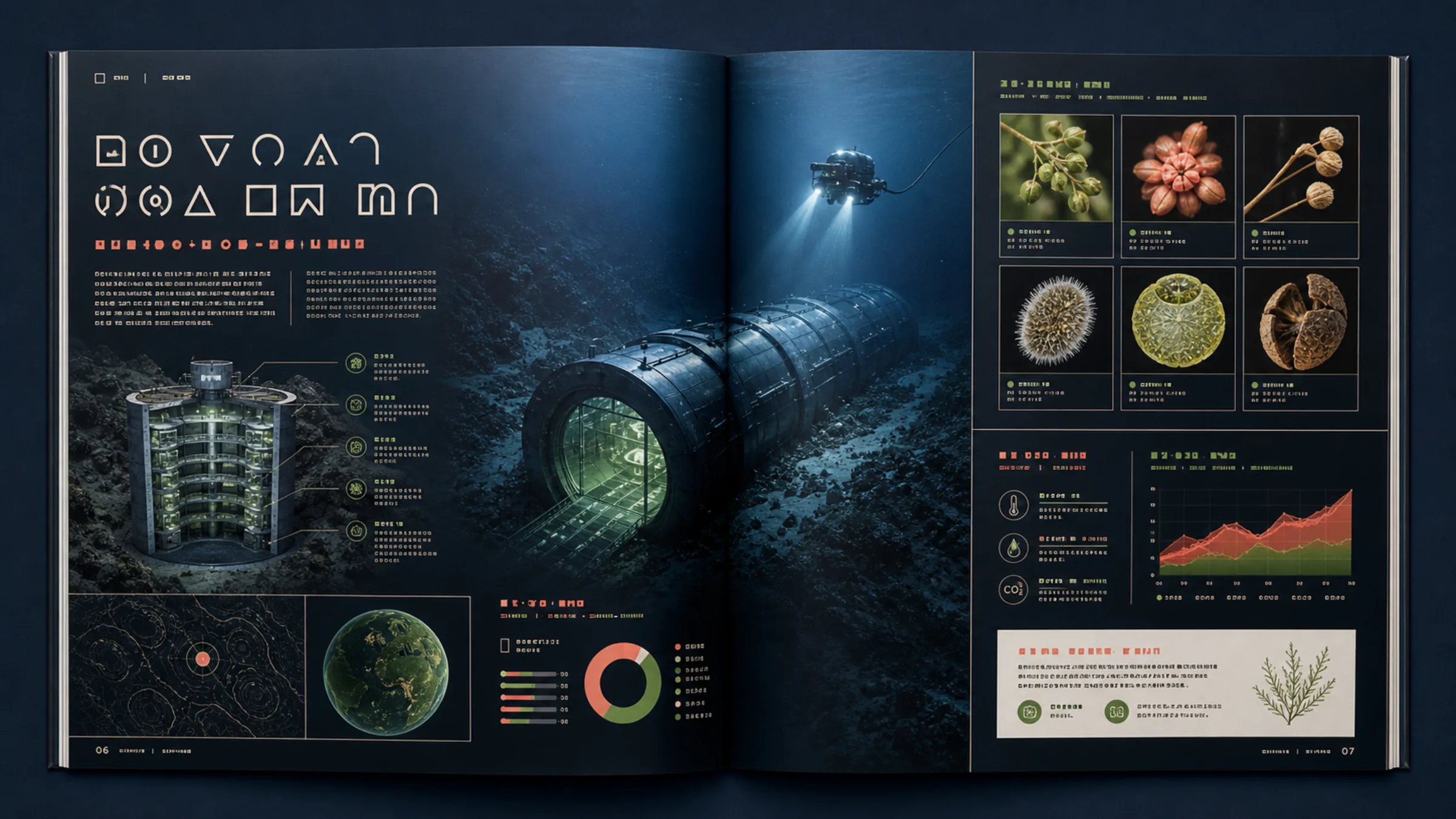 Structured science magazine spread with diagrams, maps, and editorial imagery