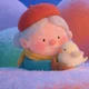 Felt-style character sharing a quiet moment with a small bird, generated with Seedance 2.0