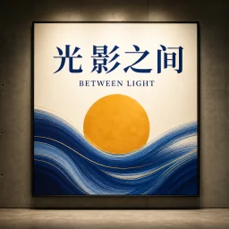 Gallery poster displaying the Chinese title ‘光影之间’ and English subtitle ‘BETWEEN LIGHT’