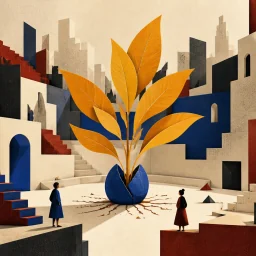 Editorial illustration combining clean shapes, paper texture, and deliberate negative space