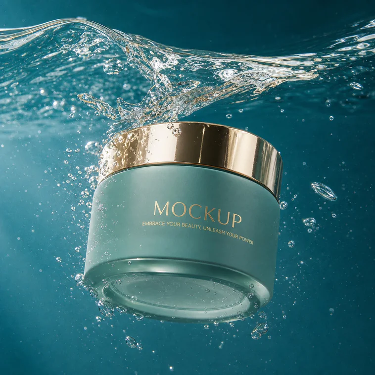 Example of underwater scene generation for skin care products