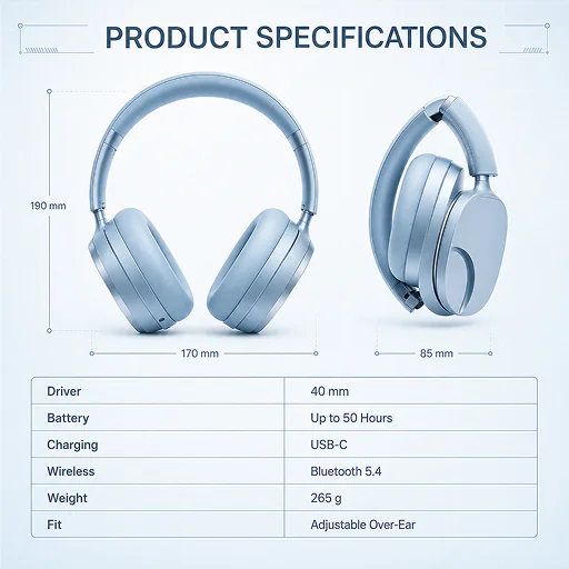 Headphone size specification chart
